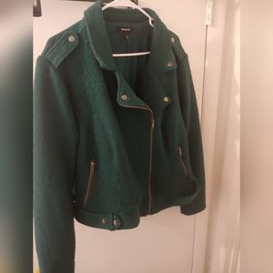 Torrid hunter green motorcycle style jacket
